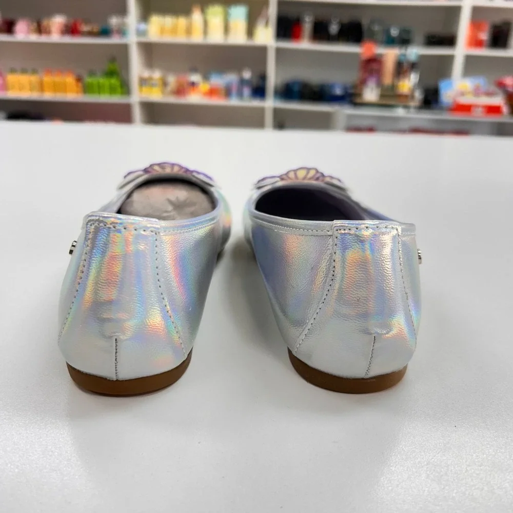 Pampili Fofura Kids Silver Holographic Mermaid Seashell Character Flats Sz 35
